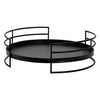 15 Inch Industrial Round Server Tray with Handle Black Iron Frame By The Urban Port UPT-271318