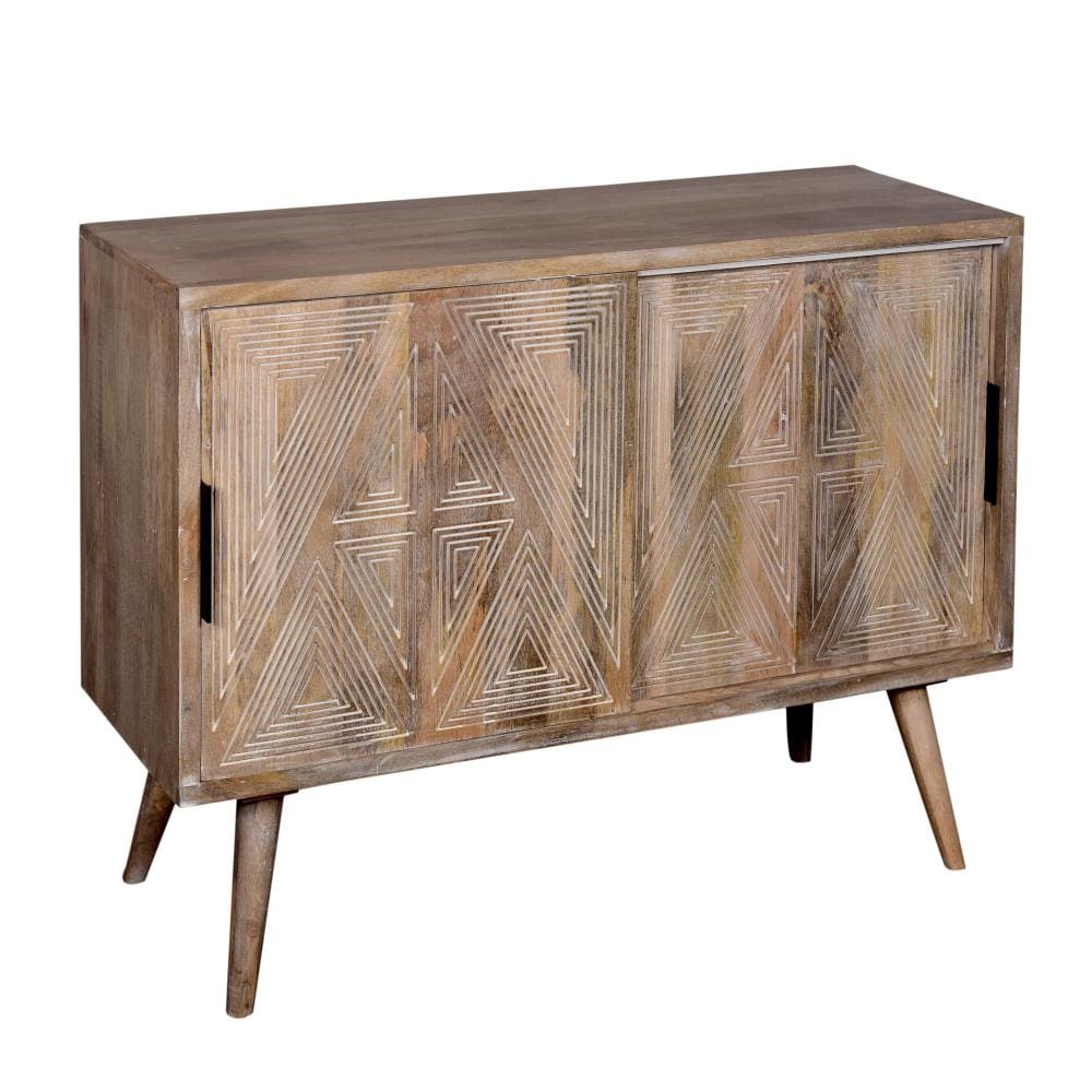 Toscana 42 Solid Wood Sideboard Buffet Cabinet with Sliding Doors - Natural Brown By The Urban Port UPT-271517