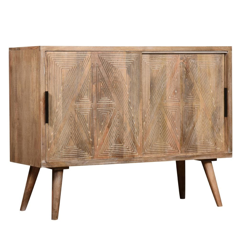 Toscana 42 Solid Wood Sideboard Buffet Cabinet with Sliding Doors - Natural Brown By The Urban Port UPT-271517