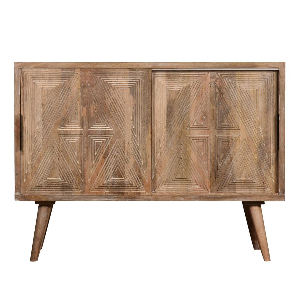 Toscana 42 Solid Wood Sideboard Buffet Cabinet with Sliding Doors - Natural Brown By The Urban Port UPT-271517