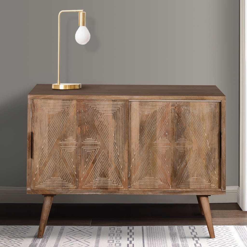 Toscana 42 Solid Wood Sideboard Buffet Cabinet with Sliding Doors - Natural Brown By The Urban Port UPT-271517