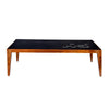 Alba 47 Inch Rectangular Metal Top Coffee Table with Laser Cut Design Black and Brown By The Urban Port UPT-272003