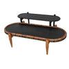 50 39 Inch 2 Piece Oval Acacia Wood and Metal Nesting Coffee Table Set Brown and Black By The Urban Port UPT-272007