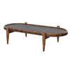 50 39 Inch 2 Piece Oval Acacia Wood and Metal Nesting Coffee Table Set Brown and Black By The Urban Port UPT-272007