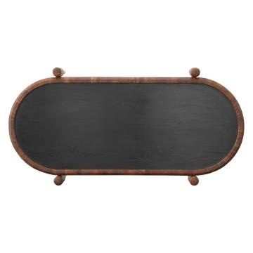 50 39 Inch 2 Piece Oval Acacia Wood and Metal Nesting Coffee Table Set Brown and Black By The Urban Port UPT-272007