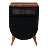 24 Inch Acacia Wood Accent Cabinet Chest with 1 Mesh Drawer and 1 Door Brown and Black By The Urban Port UPT-272008