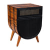 24 Inch Acacia Wood Accent Cabinet Chest with 1 Mesh Drawer and 1 Door Brown and Black By The Urban Port UPT-272008