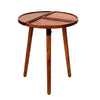 18 Inch Round Acacia Wood Side Accent End Table with 3 Tabletop Sections Warm Brown By The Urban Port UPT-272009