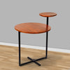 Geo Collection 21 Inch Round Acacia Wood Accent End Table with 2 Tier Tabletops Brown Black By The Urban Port UPT-272012