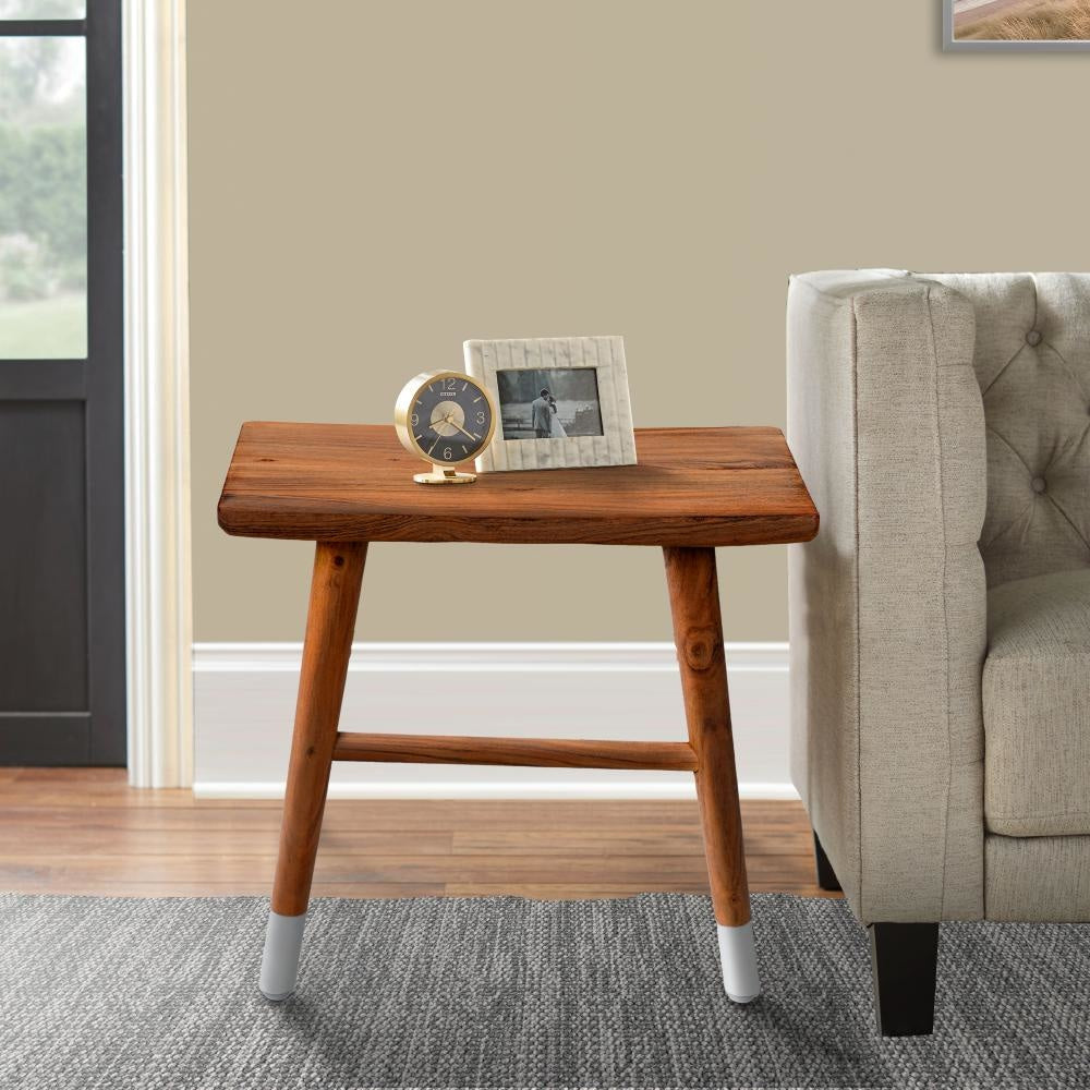 18 Inch Rectangular Acacia Wooden Side Table with Angled Legs Warm Brown By The Urban Port UPT-272015