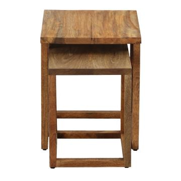 18 15 Inch Rectangular 2 Piece Mango Wood Nesting Side Table Set with Grain Details Brown By The Urban Port UPT-272018