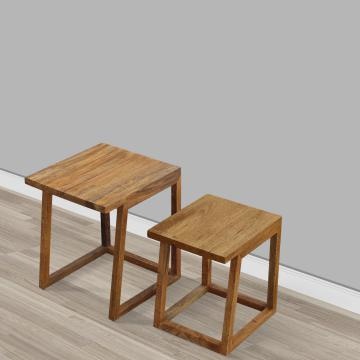 18 15 Inch Rectangular 2 Piece Mango Wood Nesting Side Table Set with Grain Details Brown By The Urban Port UPT-272018