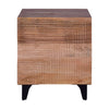 Kai 30.5 Inch Mango Wood Chest Cabinet with 3 Drawers and Embossed Geometric Design Natural Brown By The Urban Port UPT-272534