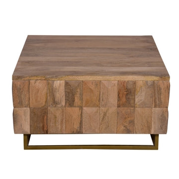 33 Inch Lift Top Storage Trunk Coffee Table Square Mango Wood Natural Brown By The Urban Port UPT-272536