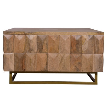 33 Inch Lift Top Storage Trunk Coffee Table Square Mango Wood Natural Brown By The Urban Port UPT-272536