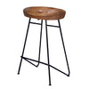 26 Inch Industrial Counter Height Stool Contoured Mango Wood Seat Iron Cafe Brown Black By The Urban Port UPT-272545