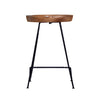 26 Inch Industrial Counter Height Stool Contoured Mango Wood Seat Iron Cafe Brown Black By The Urban Port UPT-272545