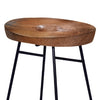 26 Inch Industrial Counter Height Stool Contoured Mango Wood Seat Iron Cafe Brown Black By The Urban Port UPT-272545