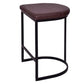 26 Inch Counter Height Stool with Vegan Faux Leather Upholstery Black Iron Frame Dark Brown By The Urban Port UPT-272546