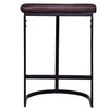 26 Inch Counter Height Stool with Vegan Faux Leather Upholstery Black Iron Frame Dark Brown By The Urban Port UPT-272546