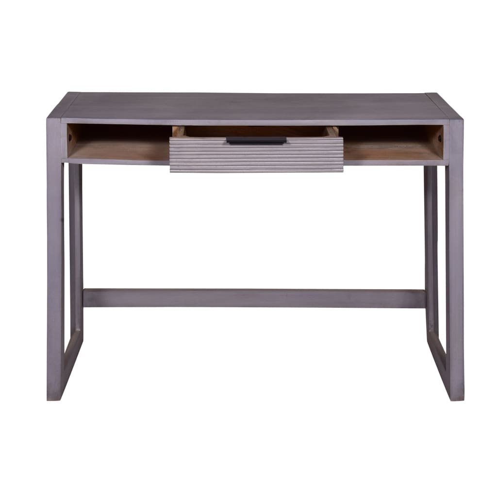 44 Inch Minimalist Single Drawer Mago Wood Entryway Console Table Desk Textured Groove Lines Gray By The Urban Port UPT-272547