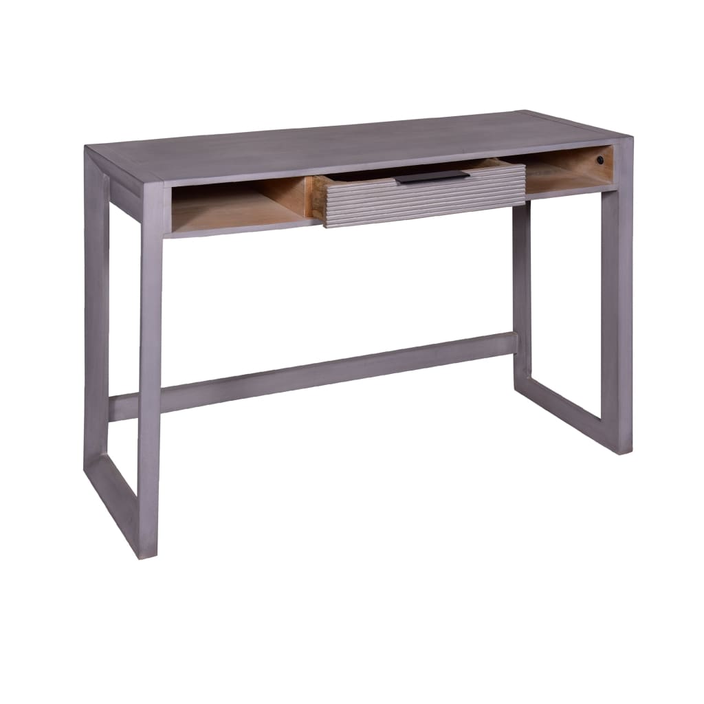 44 Inch Minimalist Single Drawer Mago Wood Entryway Console Table Desk Textured Groove Lines Gray By The Urban Port UPT-272547