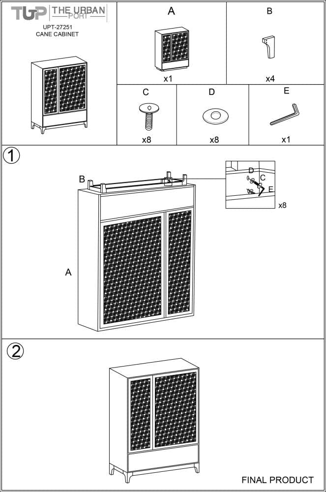 42 Inch Mango Wood Armoire Storage Cabinet 2 Cane Rattan Woven Doors 1 Drawer Brown Black By The Urban Port UPT-272551