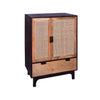 42 Inch Mango Wood Armoire Storage Cabinet 2 Cane Rattan Woven Doors 1 Drawer Brown Black By The Urban Port UPT-272551