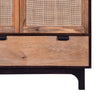 42 Inch Mango Wood Armoire Storage Cabinet 2 Cane Rattan Woven Doors 1 Drawer Brown Black By The Urban Port UPT-272551