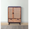 42 Inch Mango Wood Armoire Storage Cabinet 2 Cane Rattan Woven Doors 1 Drawer Brown Black By The Urban Port UPT-272551