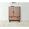 42 Inch Mango Wood Armoire Storage Cabinet 2 Cane Rattan Woven Doors 1 Drawer Brown Black By The Urban Port UPT-272551