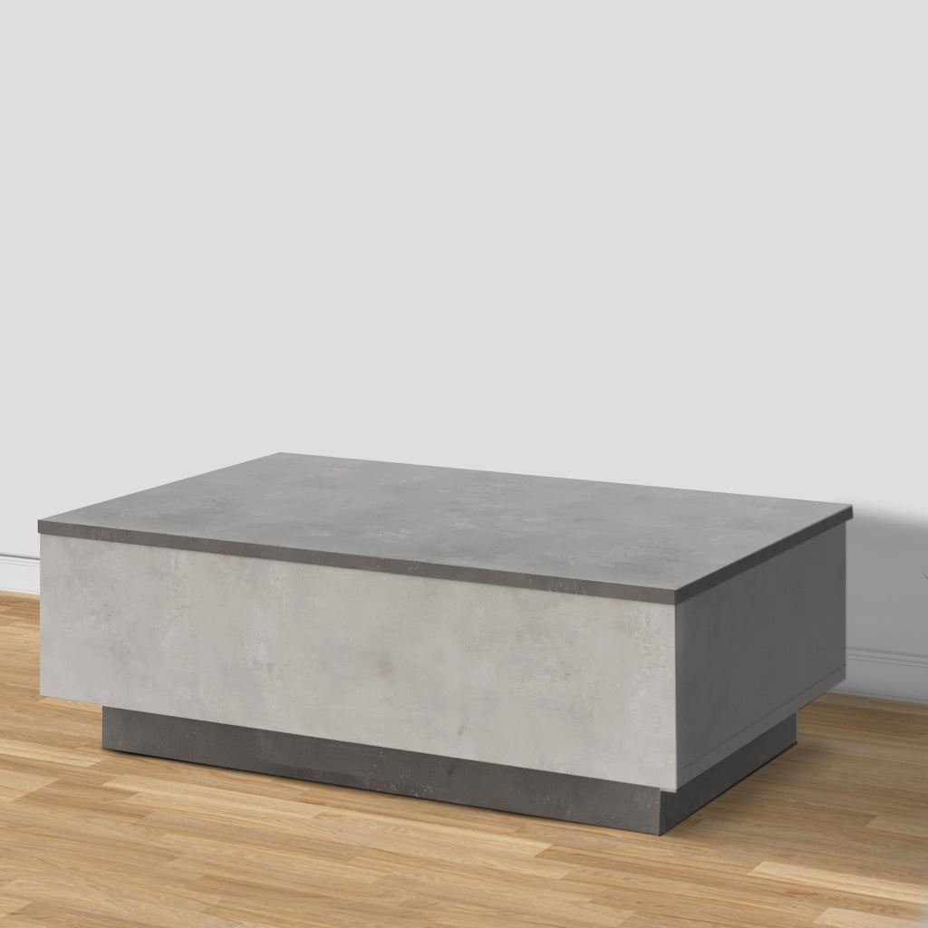 35 Inch Modern Rectangular Plinth Base Coffee Table with Storage Charcoal Gray By The Urban Port UPT-272742