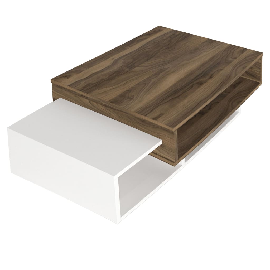 Belle 41 Inch Modern Wooden Rectangular Coffee Table with 3 Tier Storage White and Brown By The Urban Port UPT-272752