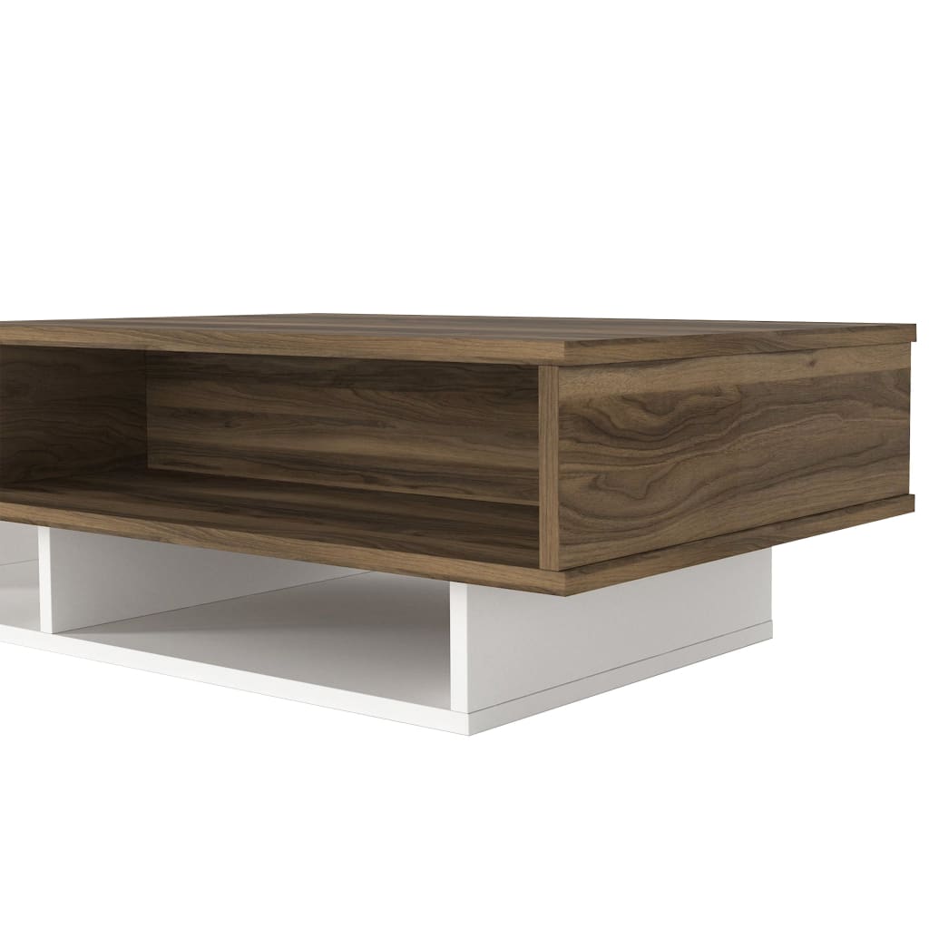 Belle 41 Inch Modern Wooden Rectangular Coffee Table with 3 Tier Storage White and Brown By The Urban Port UPT-272752