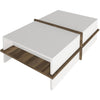 Belle 35 Inch Modern Wood Rectangular Coffee Table with Side Shelf White and Brown By The Urban Port UPT-272753