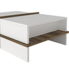 Belle 35 Inch Modern Wood Rectangular Coffee Table with Side Shelf White and Brown By The Urban Port UPT-272753