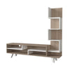 59 Inch Modern Wood TV Console Entertainment Center Stacked Shelves White and Oak Brown By The Urban Port UPT-272756