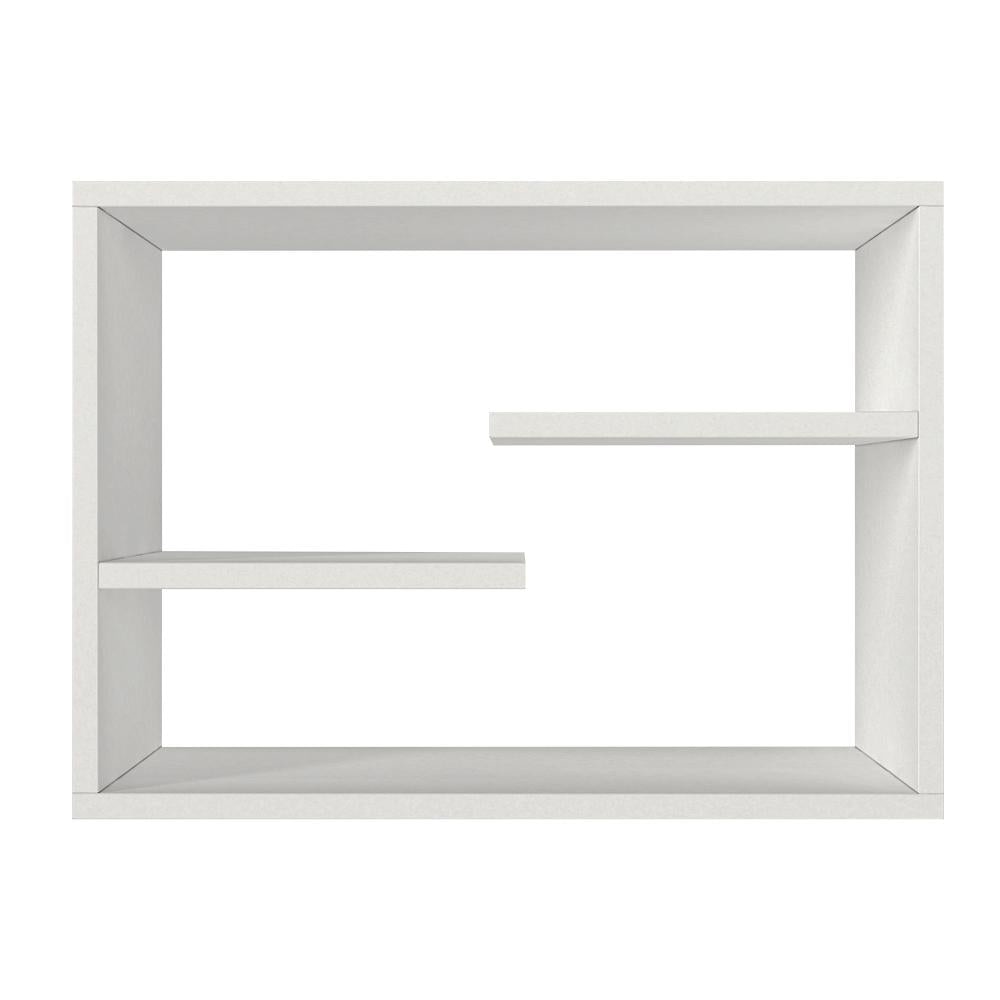 24 Inch Decorative Rectangular Wood Floating Wall Shelf with 3 Tier Storage White By The Urban Port UPT-272758