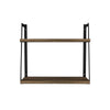 Joel 18 Inch Rectangular 2 Tier Wood Floating Wall Mount Shelf with Metal Frame Brown and Black By The Urban Port UPT-272760