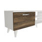 59 Inch Wood TV Console Entertainment Center 2 Drop Down Doors 2 Wall Shelves Walnut White By The Urban Port UPT-272762