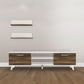 59 Inch Wood TV Console Entertainment Center 2 Drop Down Doors 2 Wall Shelves Walnut White By The Urban Port UPT-272762