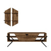 55 Inch Wood TV Console Entertainment Center 1 Drop Down Door 2 Wall Shelves Walnut Black By The Urban Port UPT-272763