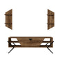 55 Inch Wood TV Console Entertainment Center, 1 Drop Down Door, 2 Wall Shelves, Walnut, Black By The Urban Port