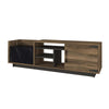 71 Inch Modern Wooden TV Console Cabinet 2 Doors 4 Open Compartments Walnut and Black By The Urban Port UPT-272765