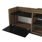 71 Inch Modern Wooden TV Console Cabinet 2 Doors 4 Open Compartments Walnut and Black By The Urban Port UPT-272765