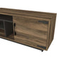 71 Inch Modern Wooden TV Console Cabinet 2 Doors 4 Open Compartments Walnut and Black By The Urban Port UPT-272765