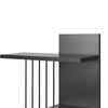 16 Inch 3 Tier Rectangular Wood Floating Wall Mount Shelf with Vertical Bars Accent Charcoal Gray By The Urban Port UPT-272767