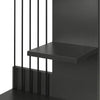 16 Inch 3 Tier Rectangular Wood Floating Wall Mount Shelf with Vertical Bars Accent Charcoal Gray By The Urban Port UPT-272767