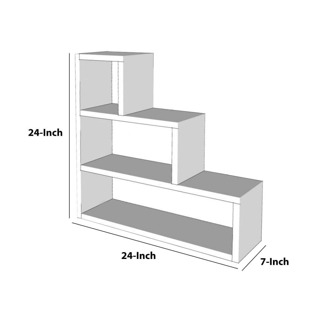 24 Inch Farmhouse Style 3 Tier Wood Floating Wall Mount Shelf with Staggered Design Natural Brown By The Urban Port UPT-272769