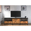 71 Inch Industrial Wooden TV Stand Media Entertainment Center 4 Doors 2 Open Compartments Metal Frame Brown Black By The Urban Port 